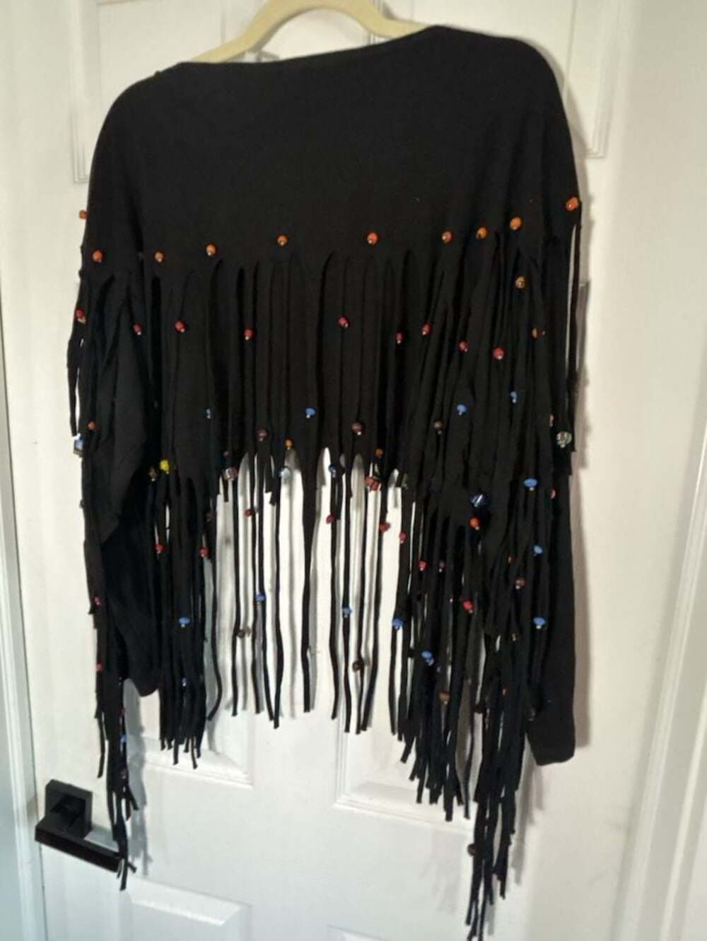 Vintage Contempo Casuals 90s Black Beaded Fringe Crop Cardigan